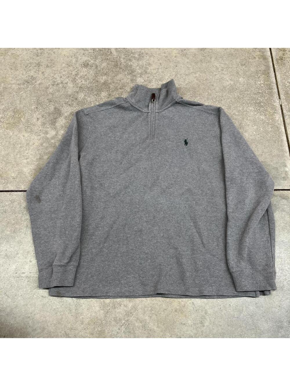 vintage polo ralph lauren dark grey quarter zip sweater size xl